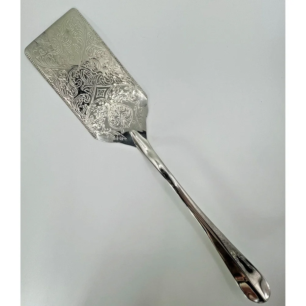 Vintage Silverplate Engraved Cake Pastry Lasagna Server Ornate Floral 11